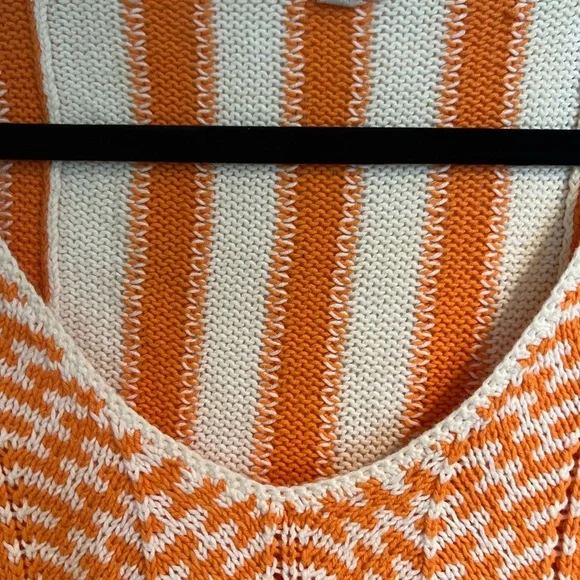 Boho Vintage 70s Orange and White Knit Tank Top size M - Picture 2 of 3
